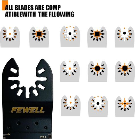 FEWELL 20PCS Titanium Oscillating Saw Blades, Universal Multitool Blades for Hard Materials, Metal, Wood, Plastic, Nails Fits Most Tools in Kuwait