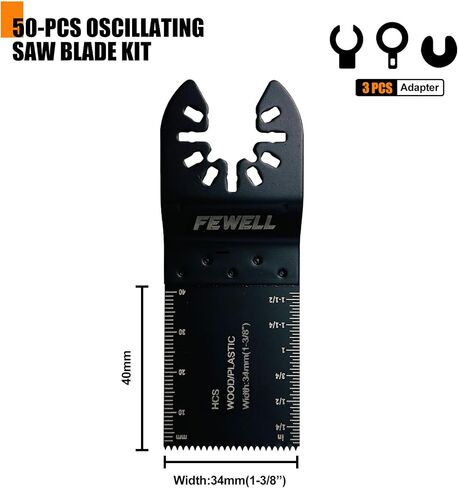 FEWELL 20PCS Titanium Oscillating Saw Blades, Universal Multitool Blades for Hard Materials, Metal, Wood, Plastic, Nails Fits Most Tools in Kuwait