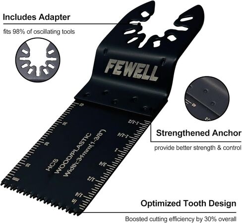 FEWELL 20PCS Titanium Oscillating Saw Blades, Universal Multitool Blades for Hard Materials, Metal, Wood, Plastic, Nails Fits Most Tools in Kuwait