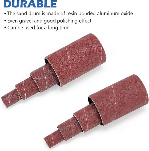 1-1/2’’,1’’, 1/2’’Sanding Drum and Sleeves Set with 1/4’’ Shank and 2 Rubber Erasers, Drill Sanding Kit for Sanding Polishing Multiple Materials Wood Fiberglass Metal, 80, 120 Grit-27PCS in Kuwait