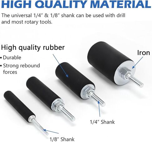 1-1/2’’,1’’, 1/2’’Sanding Drum and Sleeves Set with 1/4’’ Shank and 2 Rubber Erasers, Drill Sanding Kit for Sanding Polishing Multiple Materials Wood Fiberglass Metal, 80, 120 Grit-27PCS in Kuwait