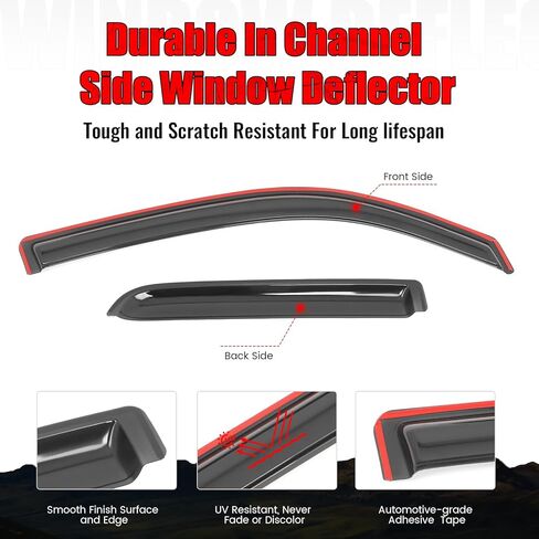IKON MOTORSPORTS in Channel Window Visors Compatible with 2019-2025 Dodge Ram 1500 Quad Cab, Slim Style Acrylic Smoke Rain Guards, Side Window Wind Deflectors 4PCS in Saudi Arabia
