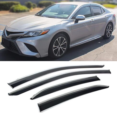 Clip-on Type Chrome Trim Window Visor Rain Guard Deflector Compatible with 2018-2024 Toyota Camry LE XLE SE XSE TRD in Saudi Arabia