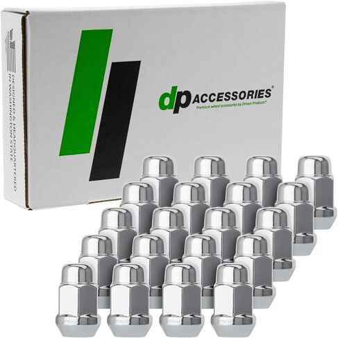 DPAccessories Chrome 7/16-20 Lug Nuts | Closed End Bulge Acorn | 36mm (1.4") Tall | 19mm (3/4") Hex | Set of 24 | D3111-HT-2305/24 in Kuwait