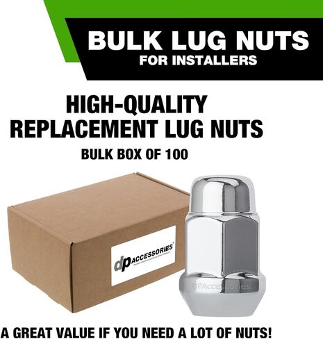 DPAccessories Chrome 7/16-20 Lug Nuts | Closed End Bulge Acorn | 36mm (1.4") Tall | 19mm (3/4") Hex | Set of 24 | D3111-HT-2305/24 in Kuwait
