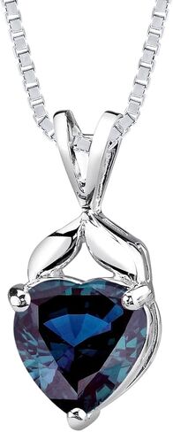 Peora محاكاة قلادة قلادة Alexandrite Heart 925 Sterling Silver ، 3.50 قيراط من سوليتير المتغير بالألوان ، مع سلسلة فضية 18 بوصة ، تغيير اللون الإسكندريت ، مجوهرات المولد يونيو in Saudi Arabia