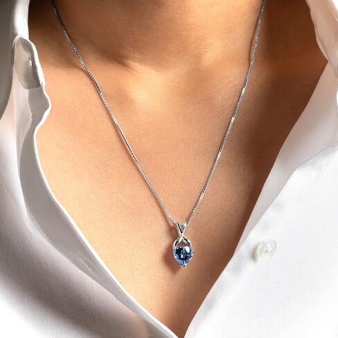 Peora محاكاة قلادة قلادة Alexandrite Heart 925 Sterling Silver ، 3.50 قيراط من سوليتير المتغير بالألوان ، مع سلسلة فضية 18 بوصة ، تغيير اللون الإسكندريت ، مجوهرات المولد يونيو in Saudi Arabia