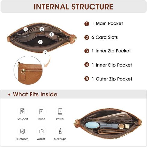 Kattee Leather Small Crossbody Shoulder Bags Purse for Women Trendy, Designer Handbag Pouch Clutch with Wristlet in Saudi Arabia