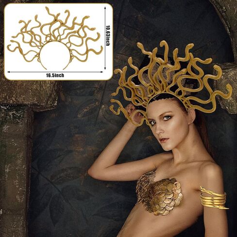 remouuly 5 PCS Halloween Medusa Costume Medusa Heverpiece Snake Neckleace Strain in Saudi Arabia