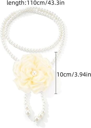 Chunky Large Rose Flower Pearl Necklace,Vintage Satin Fabric Camellia Choker Multi Layer Pearl Clavicle Statement Y2k Aesthetic Jewelry for Women in Saudi Arabia