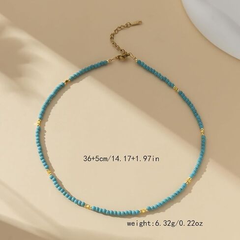 Boho Beaded Necklaces for Women Waterproof Turquoise Bead Choker Necklace Beach Jewelry for Women Vacation Colorful Beaded Necklace with Charms Sun Heart Fish Starfish Necklaces Summer Bohemian Jewelry in Saudi Arabia