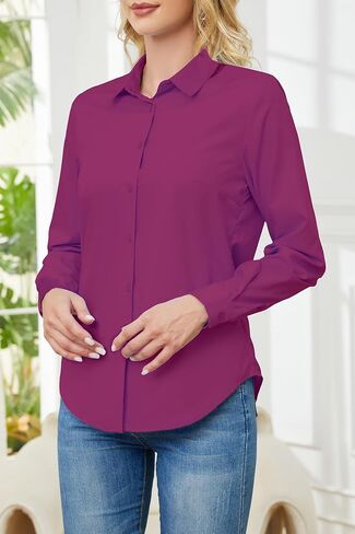 Wrinkle Free Womens Button Down Shirts for Women Long Sleeve Stretch Business Office Formal Work Blouses Tops in Kuwait