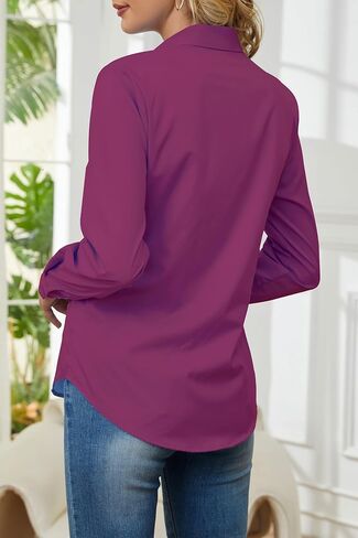 Wrinkle Free Womens Button Down Shirts for Women Long Sleeve Stretch Business Office Formal Work Blouses Tops in Kuwait