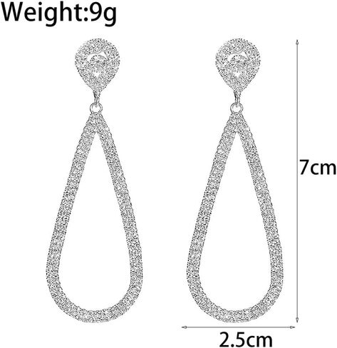 Bling Rhinestone Earrings for Women,Sparkly Silver Teardrop Dangling Earrings Trendy Large Chandelier Earring,Bridal Wedding Jewelry Accessories Gift in Saudi Arabia