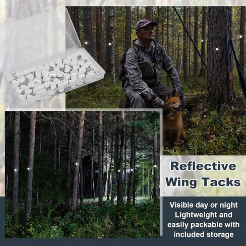 Amylove 100 Pieces White Reflective Wing Tacks Trail Tacks Glow Tacks Trail Marking Tacks Reflective Tacks Trail Markers for Hiking Hunting Camping Outdoor in Kuwait