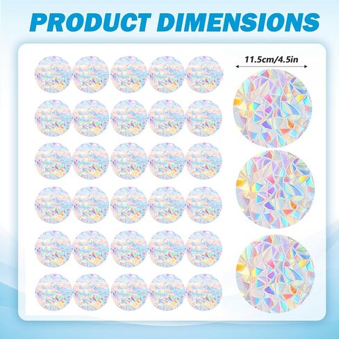 96 PCS Circle Window Stickers Anti-Collision Window Clings Rainbow Decals to Save Birds Vinyl Non-Adhesive Prismatic Suncatcher Stickers for Glass Surface No Glue Required in Saudi Arabia