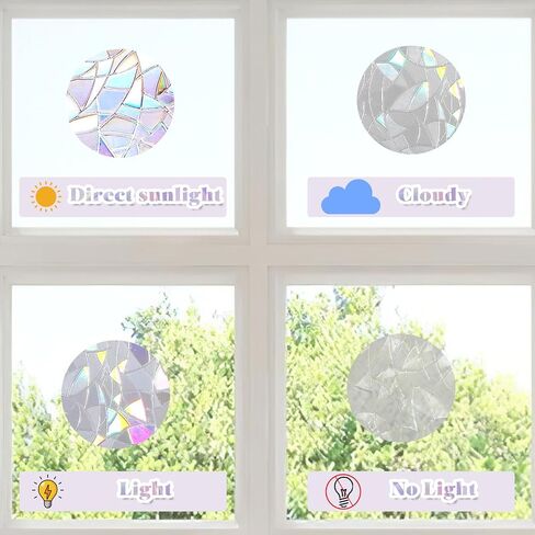 96 PCS Circle Window Stickers Anti-Collision Window Clings Rainbow Decals to Save Birds Vinyl Non-Adhesive Prismatic Suncatcher Stickers for Glass Surface No Glue Required in Saudi Arabia