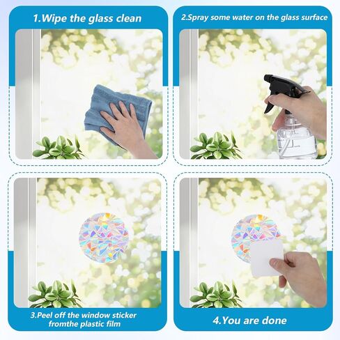 96 PCS Circle Window Stickers Anti-Collision Window Clings Rainbow Decals to Save Birds Vinyl Non-Adhesive Prismatic Suncatcher Stickers for Glass Surface No Glue Required in Saudi Arabia