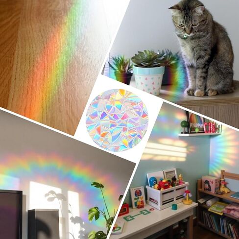 96 PCS Circle Window Stickers Anti-Collision Window Clings Rainbow Decals to Save Birds Vinyl Non-Adhesive Prismatic Suncatcher Stickers for Glass Surface No Glue Required in Saudi Arabia