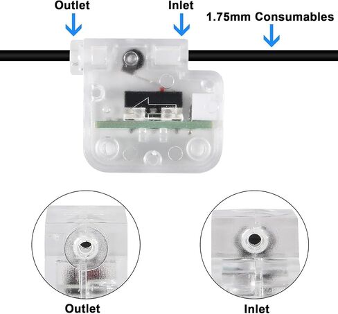 3 Set Filament Break Detection Sensor Modules 3D Printer Accessories with 1M Cable for 1.75mm Filament Extruder Material Run-Out Detector for 3D Printer (Black) in Saudi Arabia