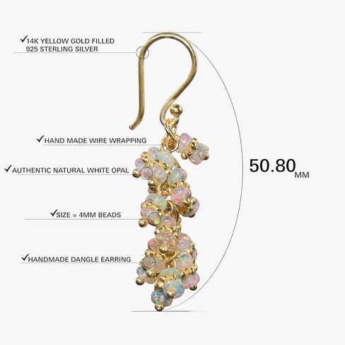 GOODSTONE JEWELS Handmade Gemstone Beaded Dangle Drop Earrings for Women in 925 Sterling Silver Stamped/Gold Plated | Birthstone Jewelry with Emerald, Ruby, Tanzanite & Multi Gemstones | Gift for Her in Kuwait