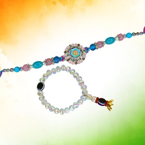 مجموعة من 2 style style rakhi لأخ و bhabhi | rakhi من أجل الأخ | Kada/Bracelet Rakhi لـ Bhabhi | Lumba for Bhabhi | Rakhi for Bhaiya Bhabhi in Saudi Arabia