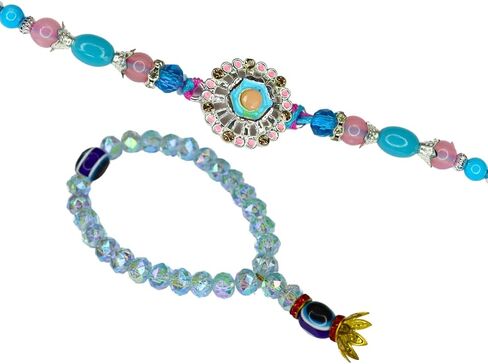 مجموعة من 2 style style rakhi لأخ و bhabhi | rakhi من أجل الأخ | Kada/Bracelet Rakhi لـ Bhabhi | Lumba for Bhabhi | Rakhi for Bhaiya Bhabhi in Saudi Arabia