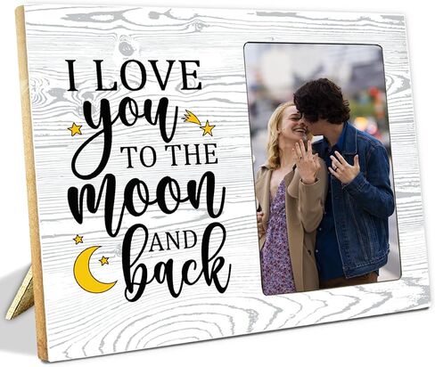 I Love You to The Moon and Back Wood Photo Frame,Couples Love Picture Frame for Girlfriend Boyfriend Couples in Saudi Arabia