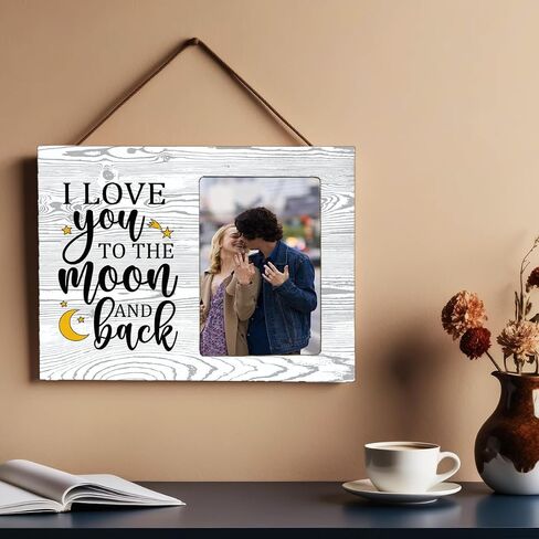 I Love You to The Moon and Back Wood Photo Frame,Couples Love Picture Frame for Girlfriend Boyfriend Couples in Saudi Arabia