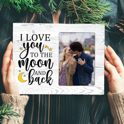 I Love You to The Moon and Back Wood Photo Frame,Couples Love Picture Frame for Girlfriend Boyfriend Couples in Saudi Arabia