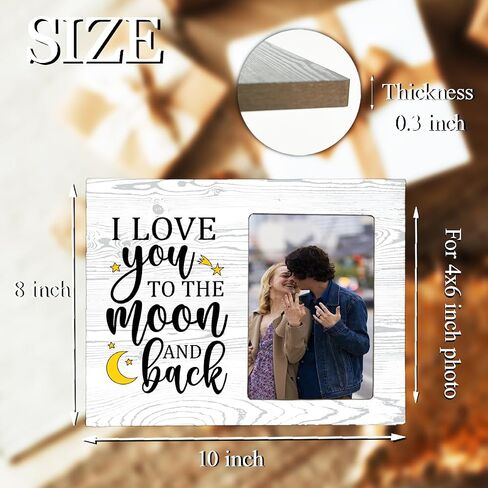 I Love You to The Moon and Back Wood Photo Frame,Couples Love Picture Frame for Girlfriend Boyfriend Couples in Saudi Arabia