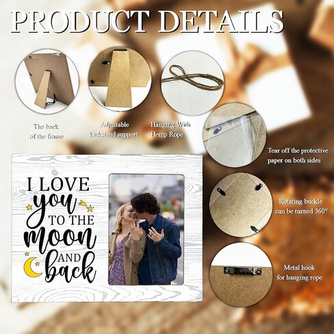I Love You to The Moon and Back Wood Photo Frame,Couples Love Picture Frame for Girlfriend Boyfriend Couples in Saudi Arabia