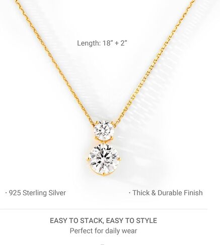 STORYJEWELLERY Cubic Zirconia Necklace, 18K Gold Plated Necklaces, Simple Sterling Silver Stone Necklace for Women, Elegant Wedding Necklaces for Brides, Gold Plated Jewelry for Women in Saudi Arabia