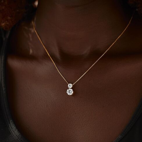 STORYJEWELLERY Cubic Zirconia Necklace, 18K Gold Plated Necklaces, Simple Sterling Silver Stone Necklace for Women, Elegant Wedding Necklaces for Brides, Gold Plated Jewelry for Women in Saudi Arabia