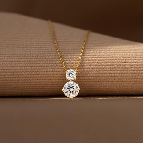 STORYJEWELLERY Cubic Zirconia Necklace, 18K Gold Plated Necklaces, Simple Sterling Silver Stone Necklace for Women, Elegant Wedding Necklaces for Brides, Gold Plated Jewelry for Women in Saudi Arabia