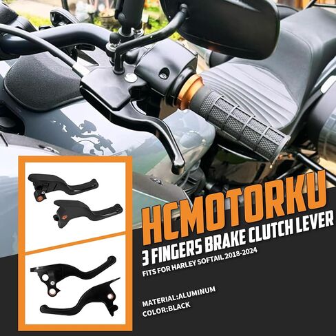 دراجة نارية فرامل القابض رافعة رافعة اليد 3 أصابع مناسبة لهارلي softail breakout fxbr low rider fxlr street bob fxbb 2018-2024 (Black) in Kuwait
