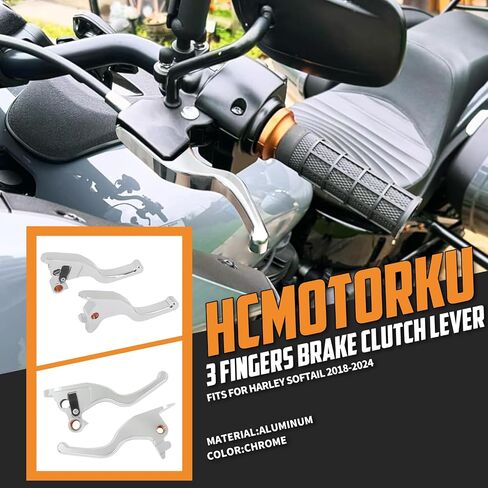 Motorcycle Brake Clutch Lever Hand Levers 3 Fingers Fit for Harley Softail Breakout FXBR Low Rider FXLR Street Bob FXBB 2018-2024 (Black) in Saudi Arabia