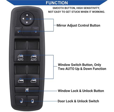 Master Power Window Switch Button Front Left Driver Side Compatible with 2011 2012 2013 Dodge Durango, Replaces OEM 68086693AC 68086693AE DWS2268, 2 Autos in Saudi Arabia