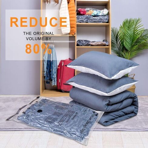 24 Pack Vacuum Storage Bags with Electric Pump, (5 Jumbo, 5 Large, 5 Medium, 5 Small, 4 Roll Up Bags) Space Saver Bag for Clothes, Mattress, Blanket, Duvets, Pillows, Comforters,Travel… in Kuwait