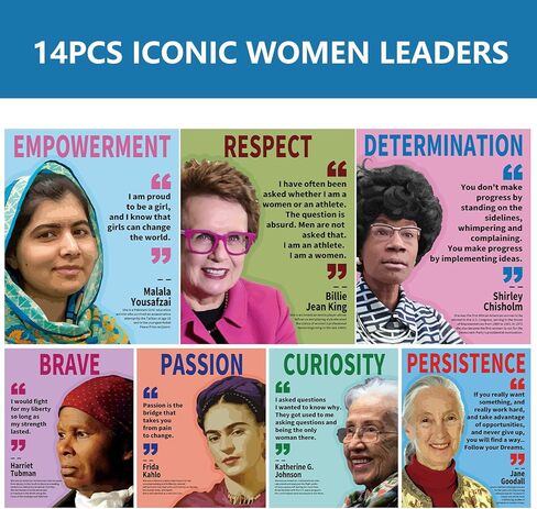 Womens History Month Decorations Posters 14pc Motivational Posters Famous Women in History Inspirational Positive Quotes Posters for Home, School, Classroom, Bulletin Board, Wall, Hallway Decor in Kuwait