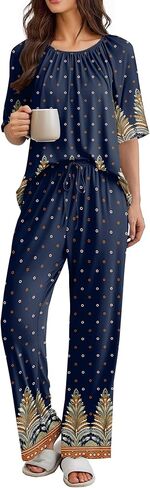 Ekouaer Pajamas for Women مجموعة قصيرة من صالة Pringe Lounge Soft PJS Round Round Roungwear مع جيوب S-XXL in Saudi Arabia