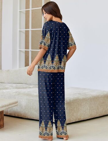Ekouaer Pajamas for Women مجموعة قصيرة من صالة Pringe Lounge Soft PJS Round Round Roungwear مع جيوب S-XXL in Saudi Arabia