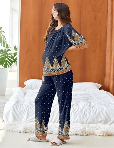 Ekouaer Pajamas for Women مجموعة قصيرة من صالة Pringe Lounge Soft PJS Round Round Roungwear مع جيوب S-XXL in Saudi Arabia