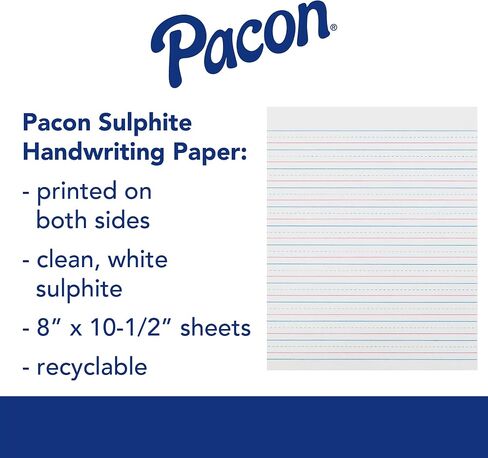Pacon Paczp2413 Zaner-Bloser Sulphite Writing Paper ، خط الوسط المنقط ، الصف 2 ، 1/2 "× 1/4" × 1/4 "محكم ، 8" × 10-1/2 "، 500 ورقة in Saudi Arabia
