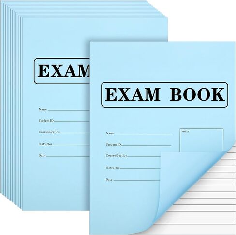 100 Pack Exam Blue Book Blue Test Book, 8.5" x 11", 8 Sheets 16 Pages, Wide Ruled Saddle Stitched Examination Book for School Home Business Office in Saudi Arabia