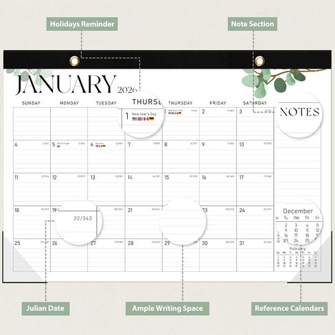 Desk Calendar 2025, January 2025 to June 2026, 18 Months, Large Size 17" x 12" Desktop/Wall Monthly Calendar with To Do List, Personal Desk Calendar Planner for Home, School, Office in Kuwait