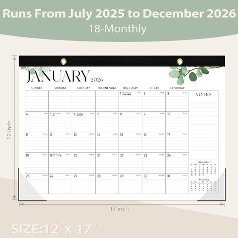 Desk Calendar 2025, January 2025 to June 2026, 18 Months, Large Size 17" x 12" Desktop/Wall Monthly Calendar with To Do List, Personal Desk Calendar Planner for Home, School, Office in Kuwait