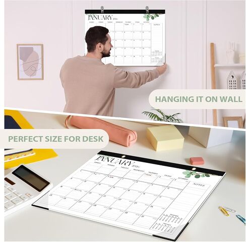 Desk Calendar 2025, January 2025 to June 2026, 18 Months, Large Size 17" x 12" Desktop/Wall Monthly Calendar with To Do List, Personal Desk Calendar Planner for Home, School, Office in Kuwait