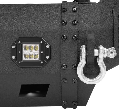 مجموعة مصد Hecasa الأمامية متوافقة مع 2016-2023 Toyota Tacoma 3rd Gen W/LED و D-Ring & Winch Plate 3pcs Steel Powder Black-2Packages in Saudi Arabia