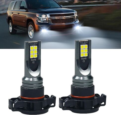 LED Fog Light Bulbs for Chevy Tahoe 2007-2019, 2504 PSX24W 12276 LED Fog Light Bulbs, 3200 Lumens, 6000K Cool White, Plug and Play,Pack of 2 in Saudi Arabia